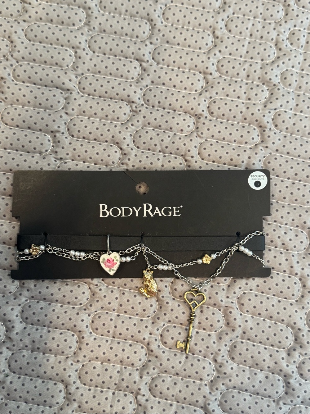 Forever 21 Mixed Metal Layered Necklace with Pink Floral Heart & Key Charms